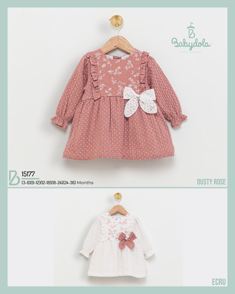 BABYDOLA-15177 ELBISE -ECRU