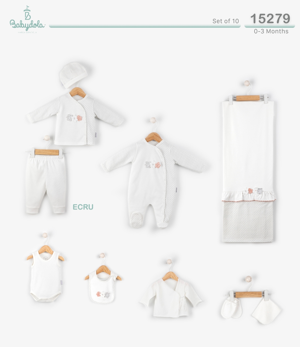 BABYDOLA-15279  ZIBIN SET-ECRU