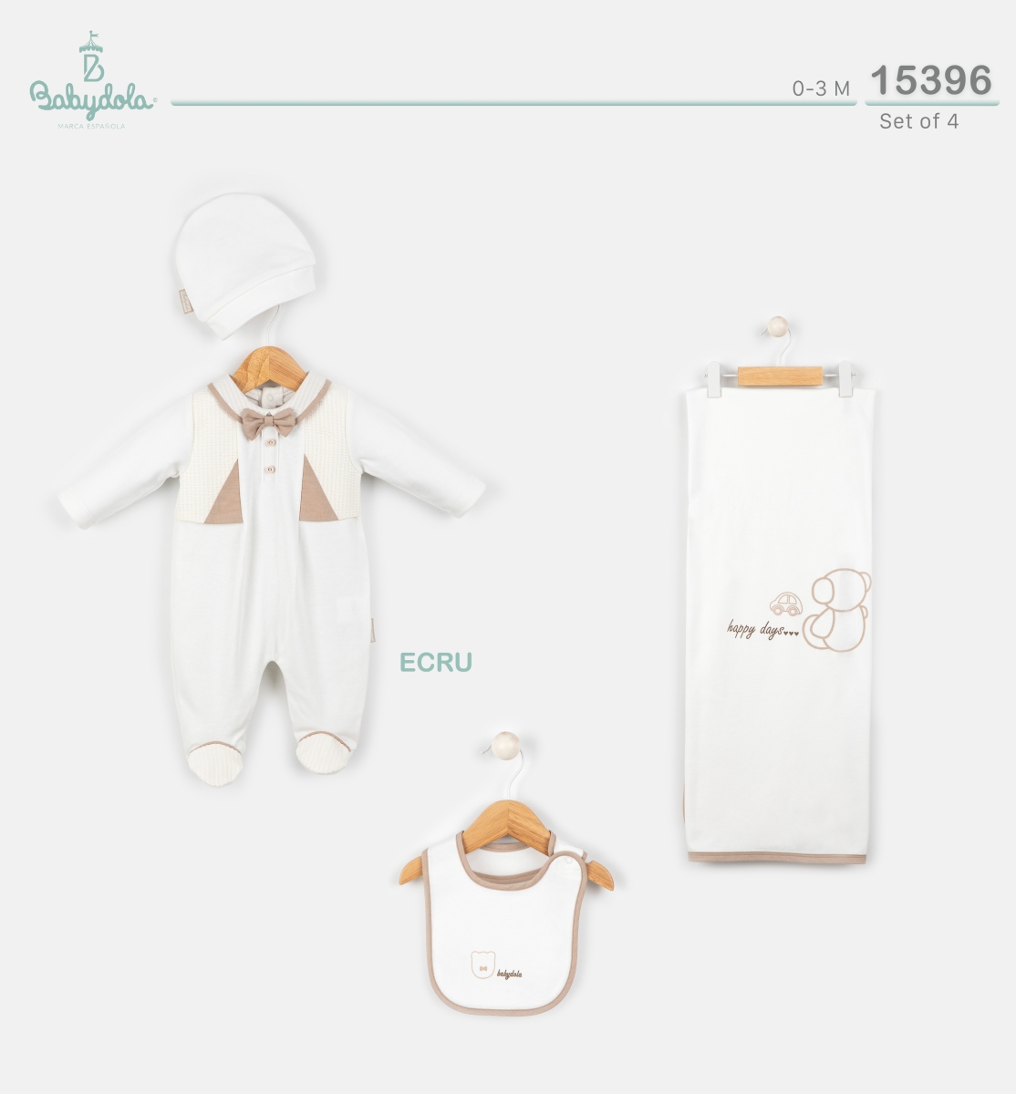 BABYDOLA-15396 ZIBIN SET -ECRU
