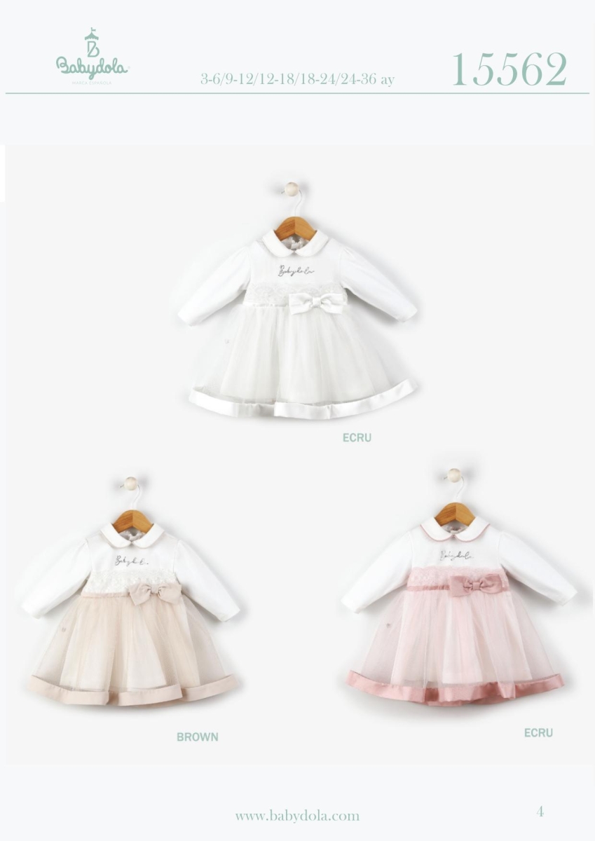 BABYDOLA-15562 ELBISE -ECRU