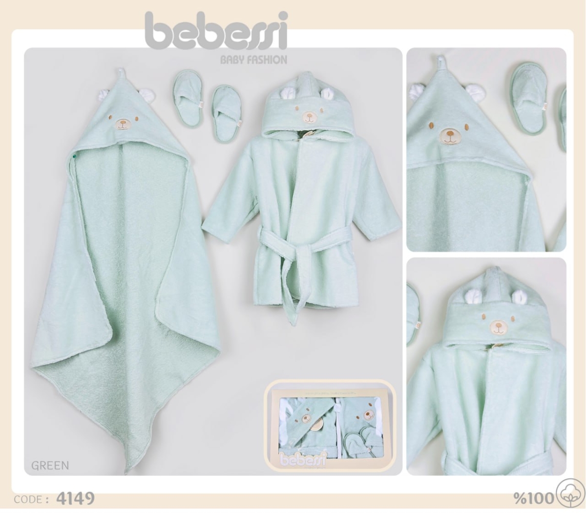 BEBESSI-4149 BORNOZ SET